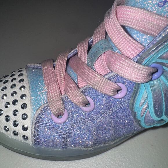 Twinkle Toes Skechers Girls 11C Sneakers Light Up Fairy Wings High Top Causal - Picture 6 of 13